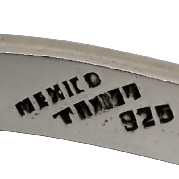 Mexico Sterling Silver Onyx Hinged Bracelet #21170 - Picture 7 of 10